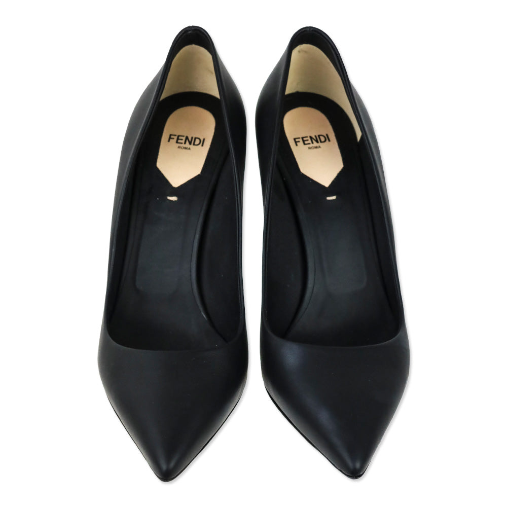 Fendi Black Calf Leather Pointed Toe Pumps