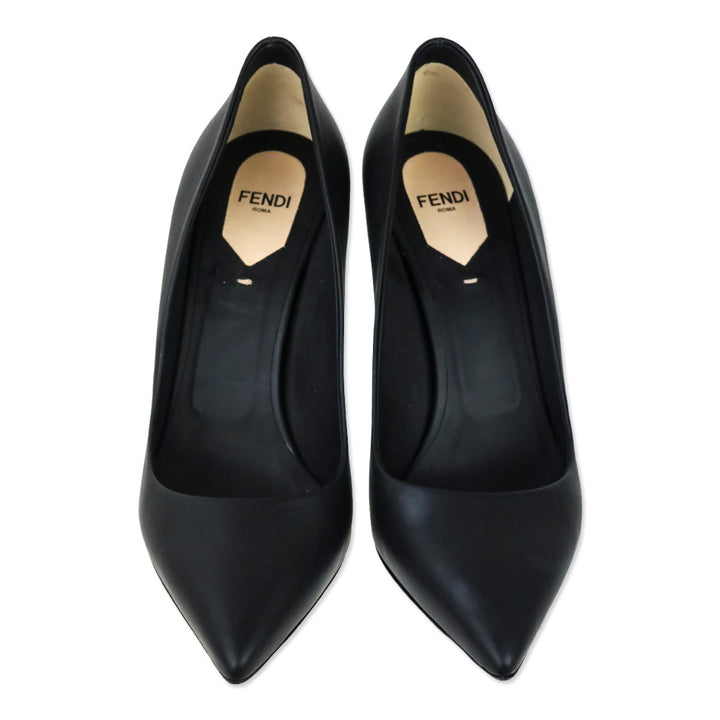 Fendi Black Calf Leather Pointed Toe Pumps