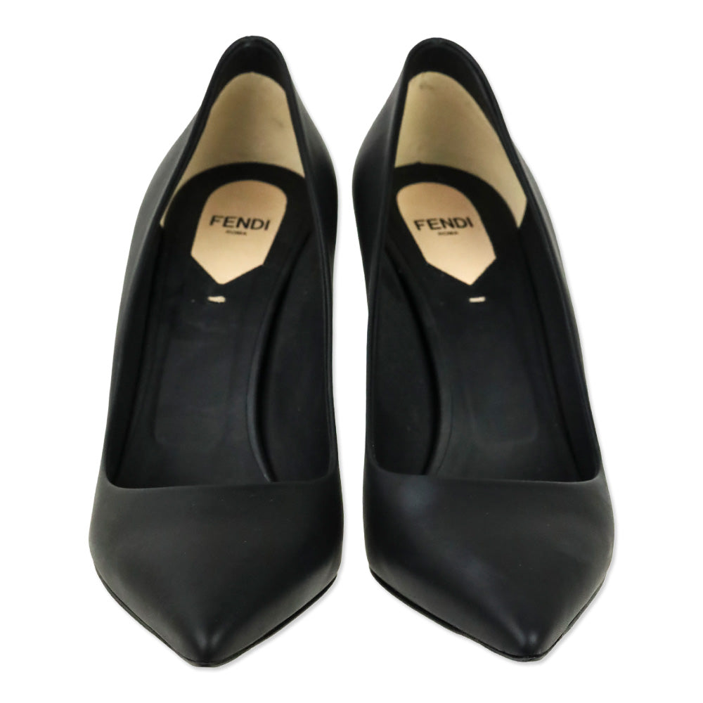 Fendi Black Calf Leather Pointed Toe Pumps