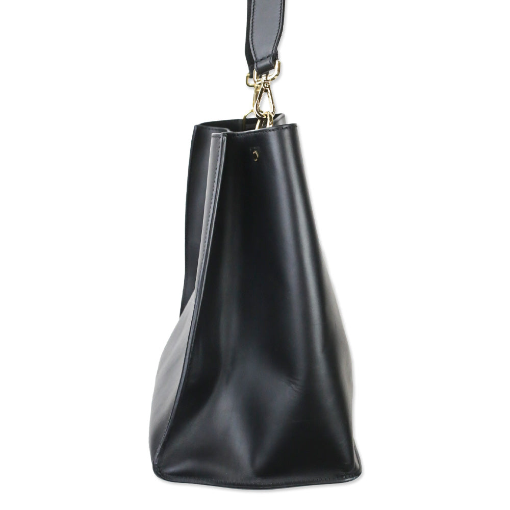 Fendi Black Calfskin Leather Medium Fendi Way Tote Bag