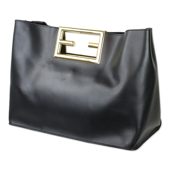 Fendi Black Calfskin Leather Medium Fendi Way Tote Bag