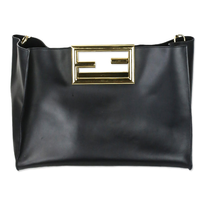 Fendi Black Calfskin Leather Medium Fendi Way Tote Bag