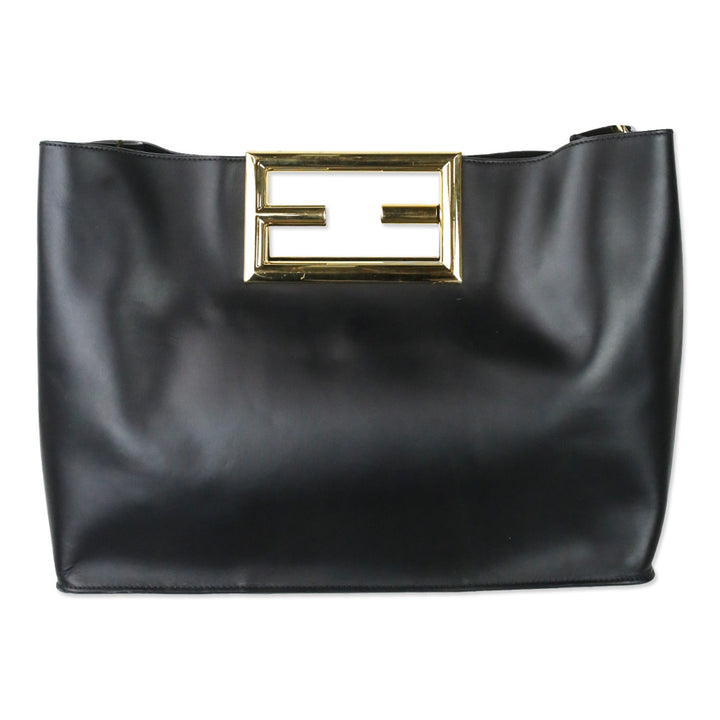 Fendi Black Calfskin Leather Medium Fendi Way Tote Bag