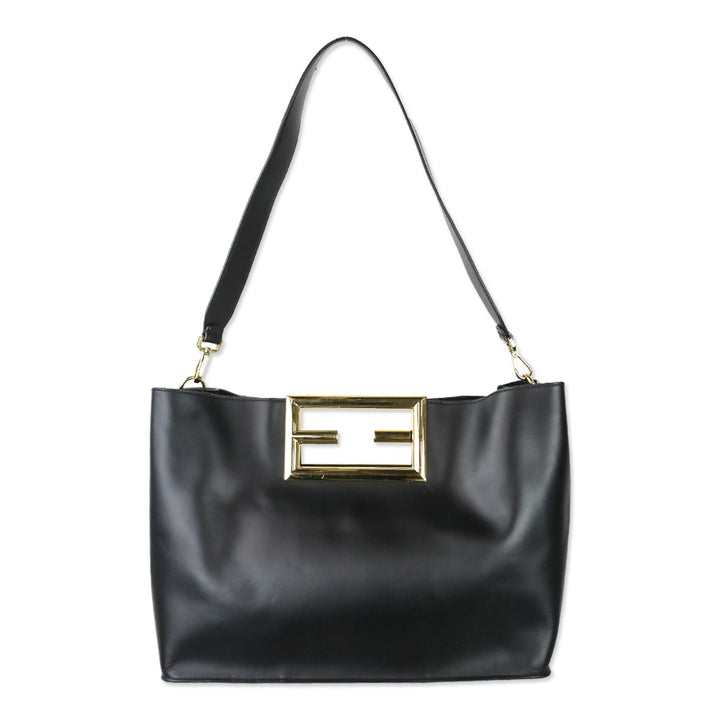 Fendi Black Calfskin Leather Medium Fendi Way Tote Bag