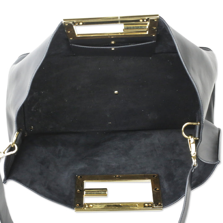 Fendi Black Calfskin Leather Medium Fendi Way Tote Bag