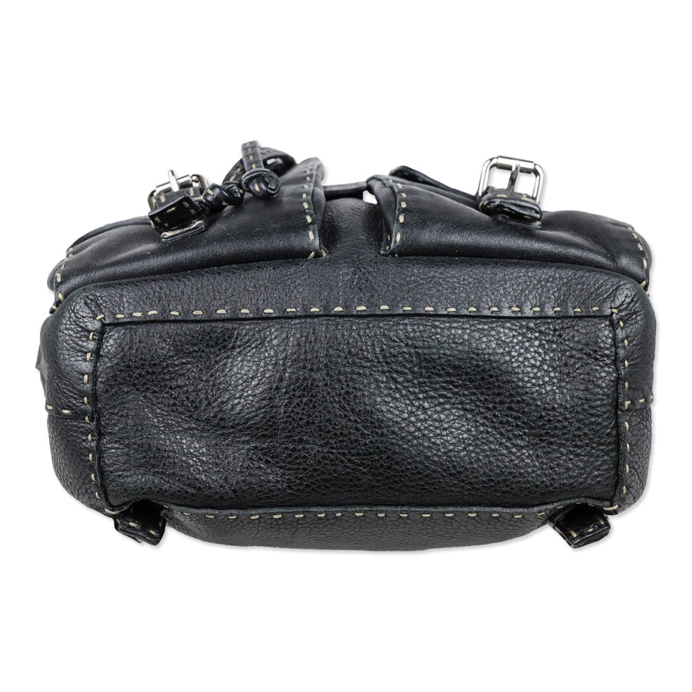 Fendi Black Calfskin Romano Selleria Backpack