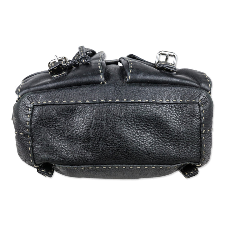 Fendi Black Calfskin Romano Selleria Backpack