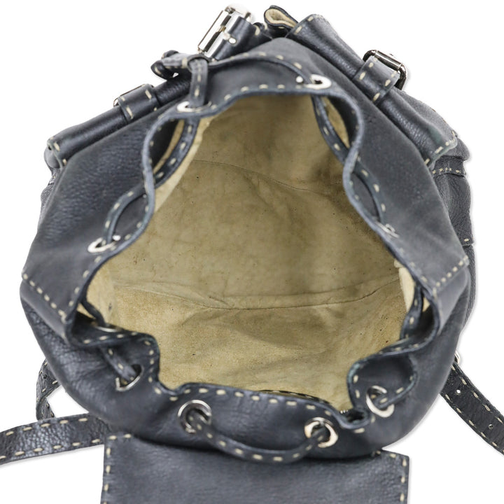 Fendi Black Calfskin Romano Selleria Backpack