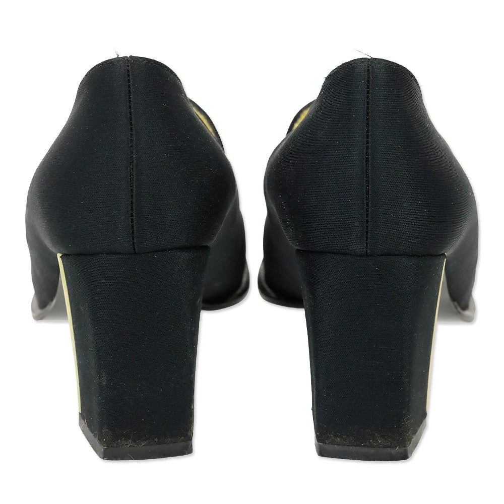 Fendi Black Fabric Block Heel Loafer Pump