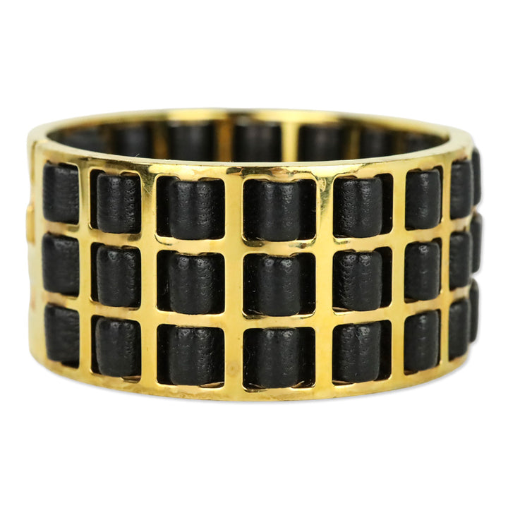 Fendi Black Leather FF Fendista Braided Cuff Bracelet