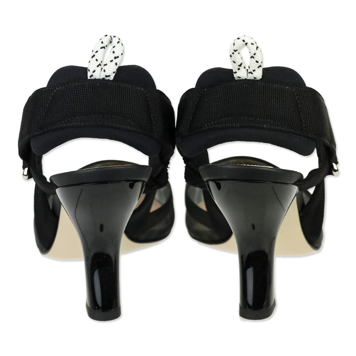Fendi Black Leather and Mesh Colibrì Slingback Pumps