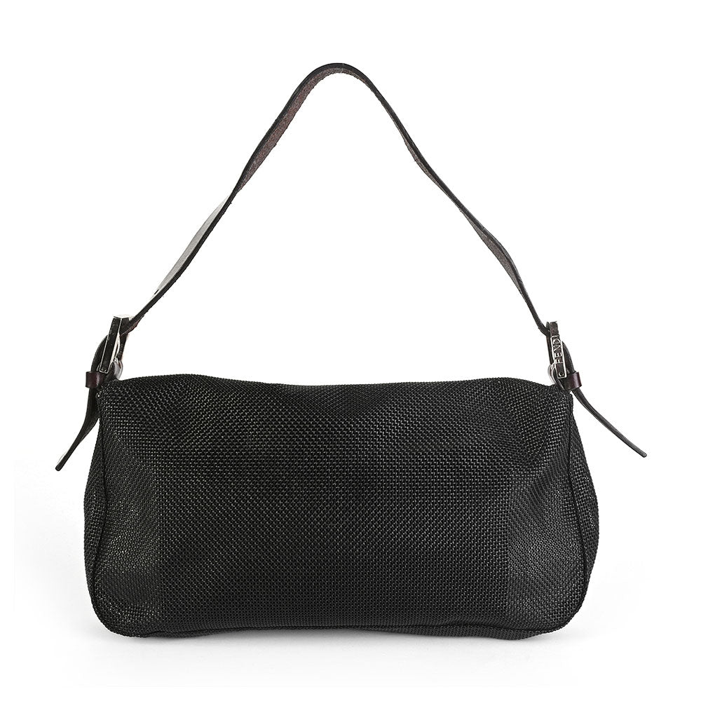 Fendi Black Mesh Baguette Vintage Shoulder Bag