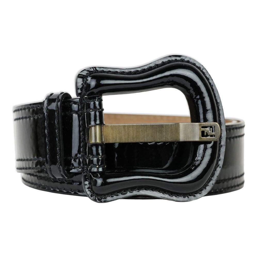 Fendi Black Patent Leather Wide Belt
