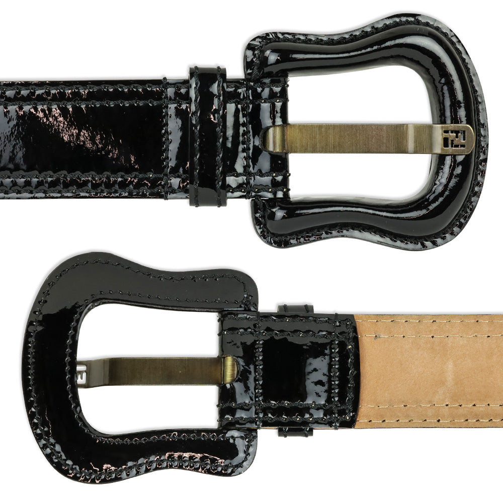 Fendi Black Patent Leather Wide Belt