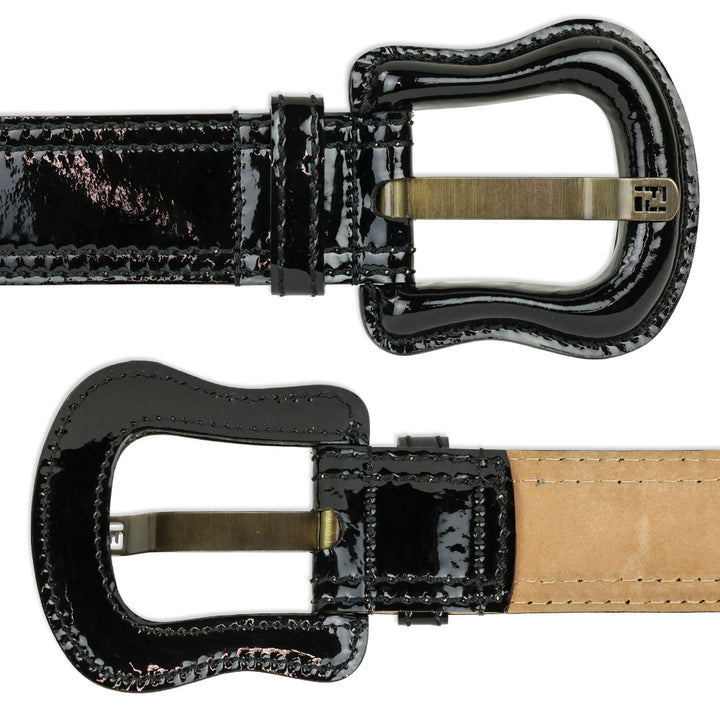 Fendi Black Patent Leather Wide Belt