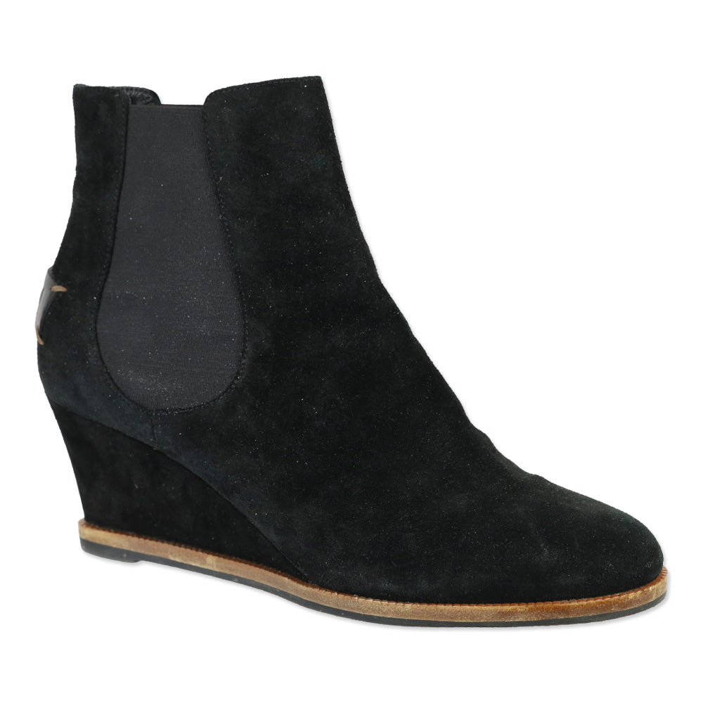 Fendi Black Suede Wedge Chelsea Bootie