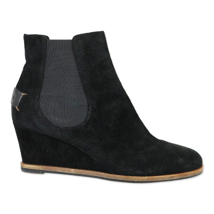 Fendi Black Suede Wedge Chelsea Bootie