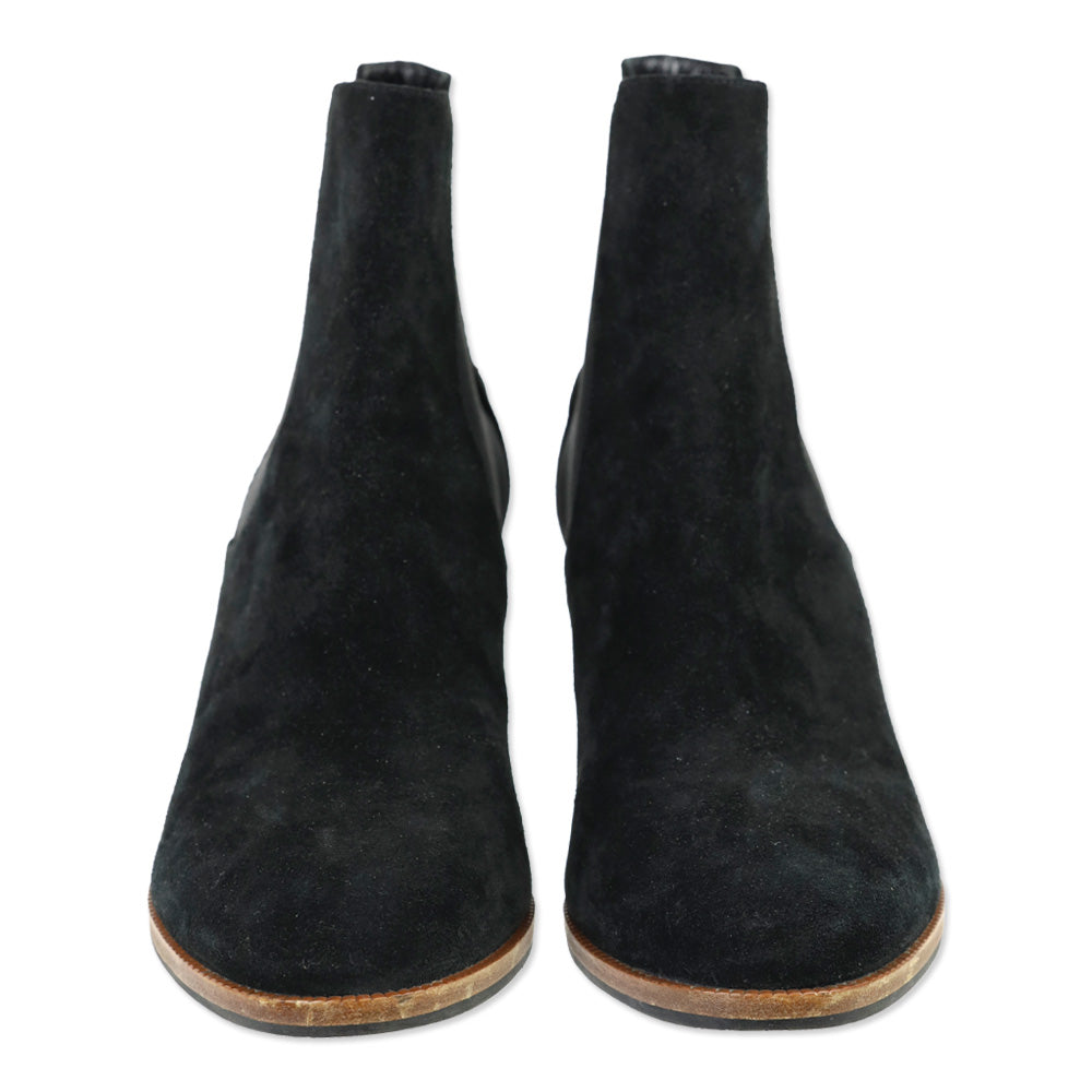 Fendi Black Suede Wedge Chelsea Bootie