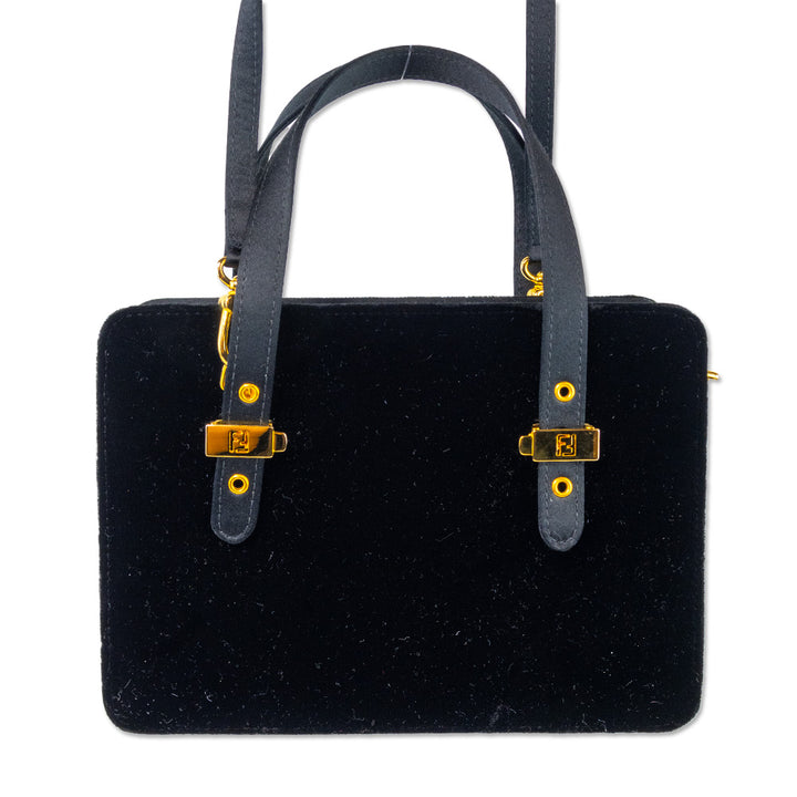 Fendi Black Velvet Mini Tote Bag