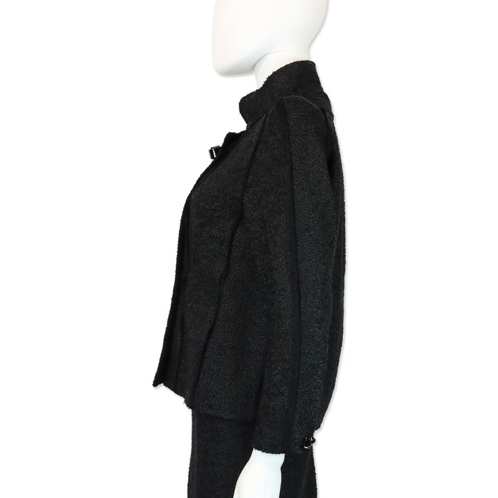 Fendi Black Wool Boucle Tweed Double-Breasted Jacket