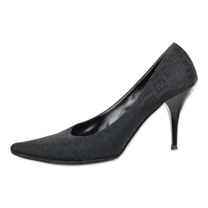 Fendi Black Zucca Canvas Pump