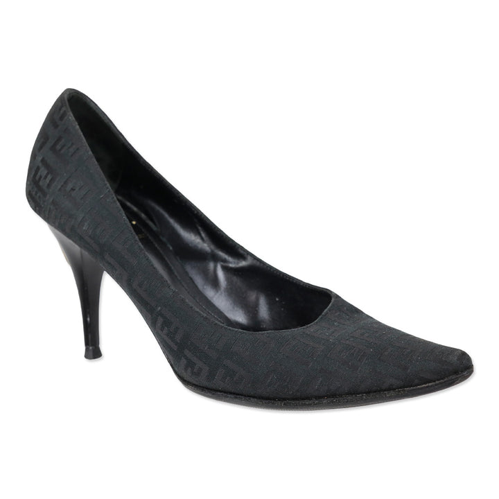 Fendi Black Zucca Canvas Pump