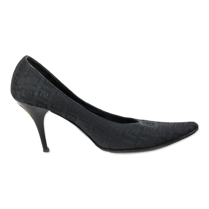 Fendi Black Zucca Canvas Pump