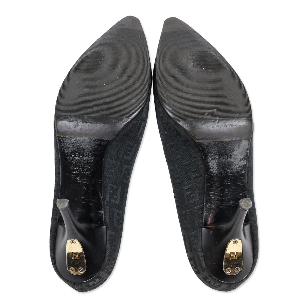 Fendi Black Zucca Canvas Pump