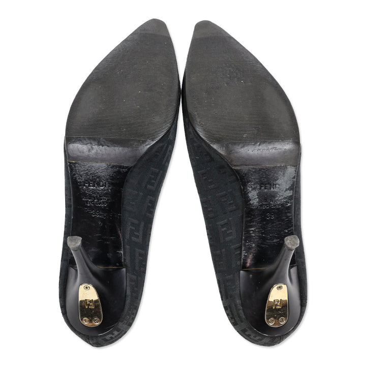 Fendi Black Zucca Canvas Pump