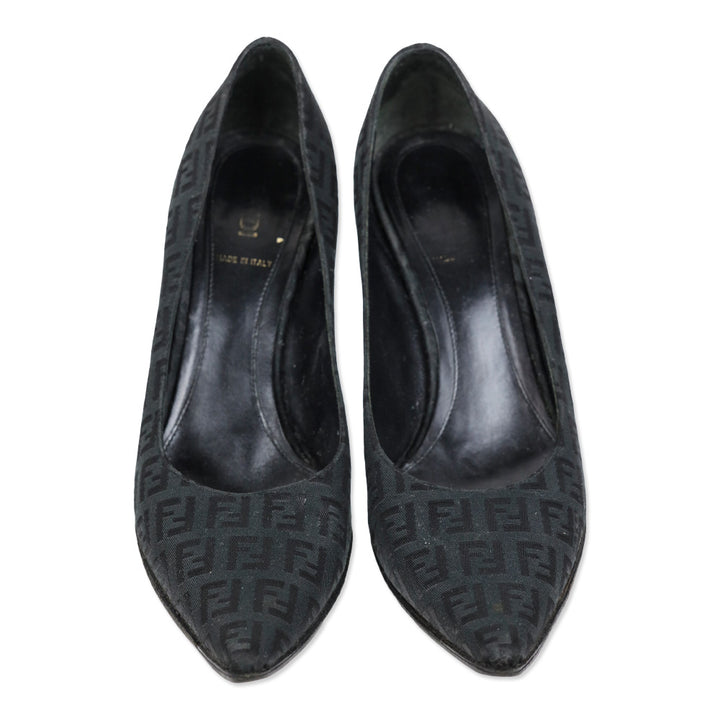 Fendi Black Zucca Canvas Pump