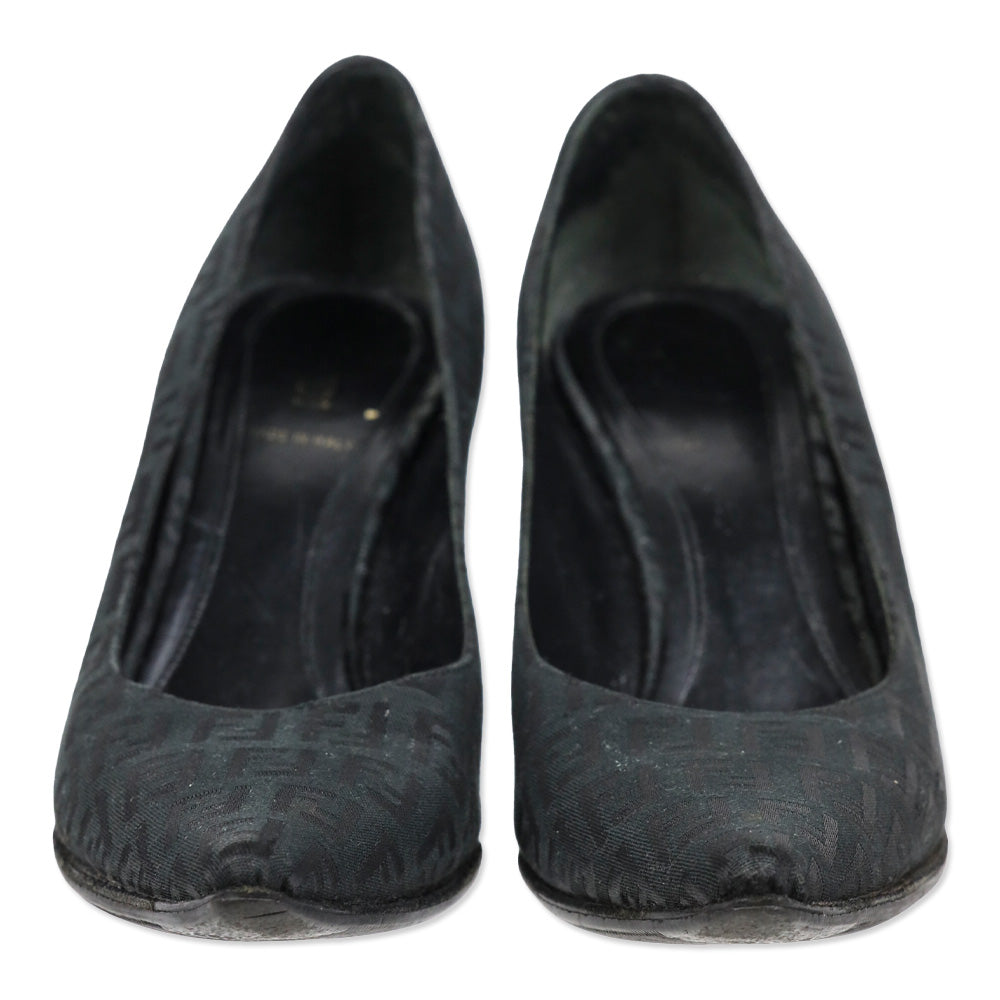 Fendi Black Zucca Canvas Pump