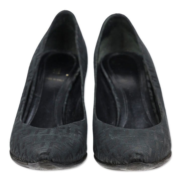 Fendi Black Zucca Canvas Pump