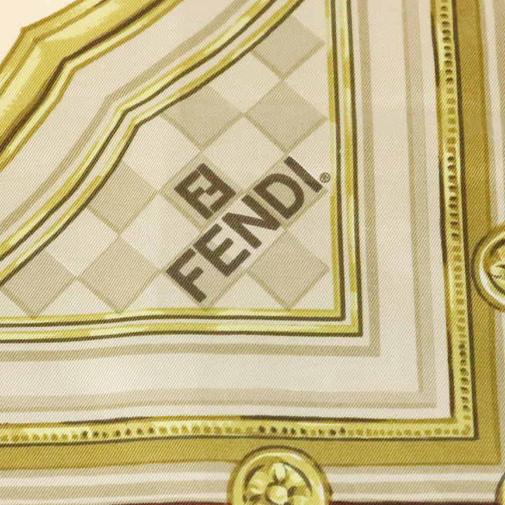 Fendi Brown Baroque Floral Print Silk Square Scarf