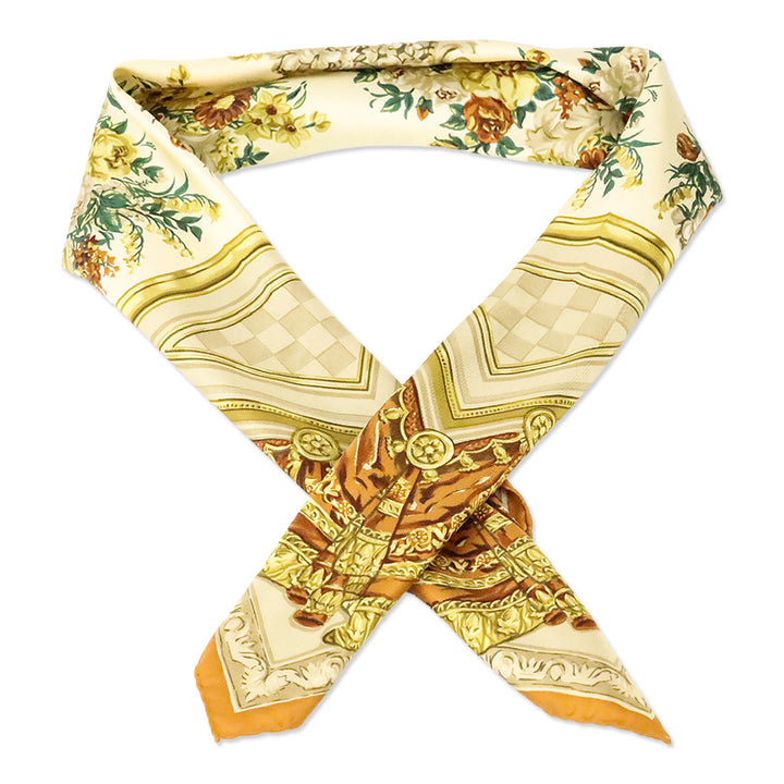 Fendi Brown Baroque Floral Print Silk Square Scarf