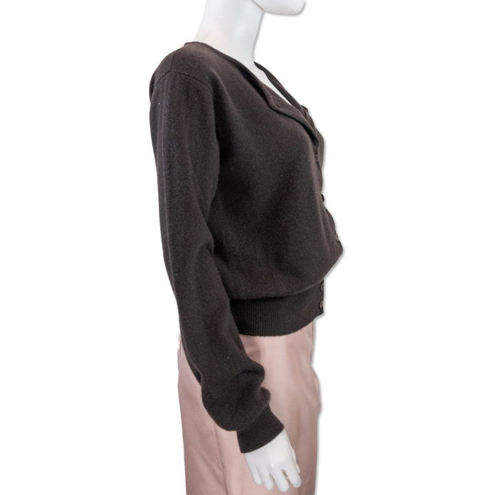 Fendi Brown Cashmere Cropped Cardigan