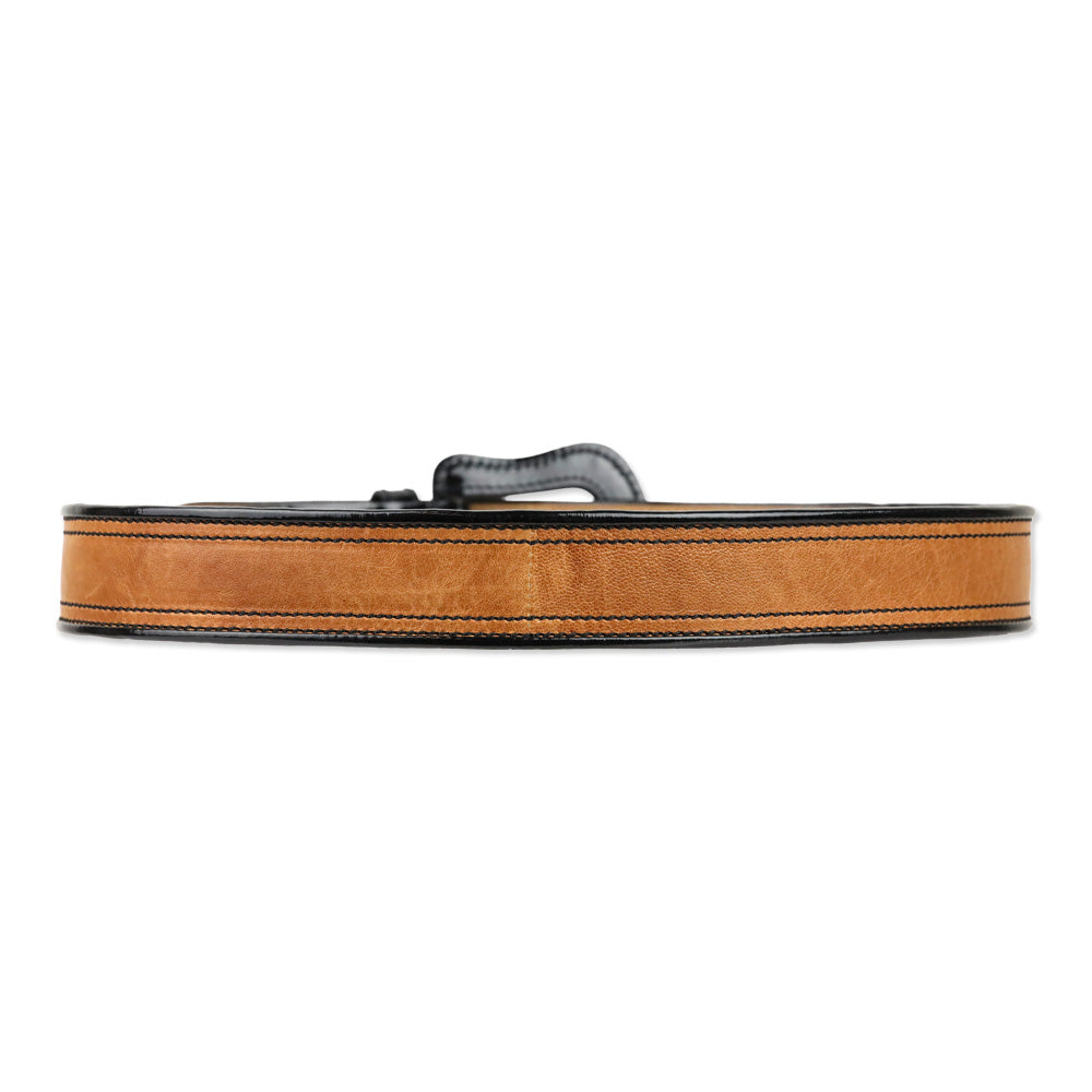 Fendi Brown Leather/Black Patent Trim Wide Belt