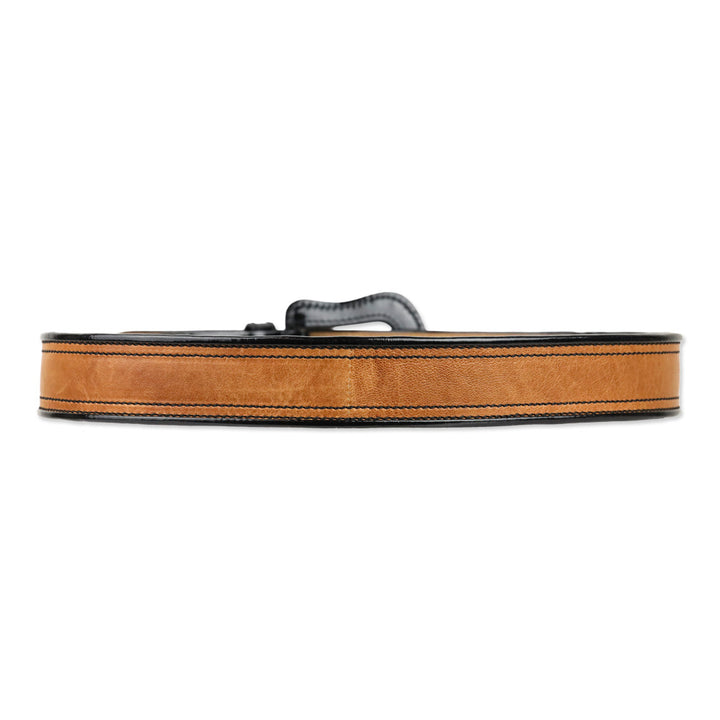 Fendi Brown Leather/Black Patent Trim Wide Belt