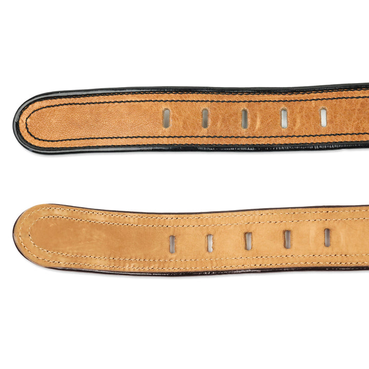 Fendi Brown Leather/Black Patent Trim Wide Belt