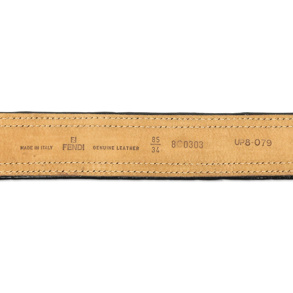 Fendi Brown Leather/Black Patent Trim Wide Belt