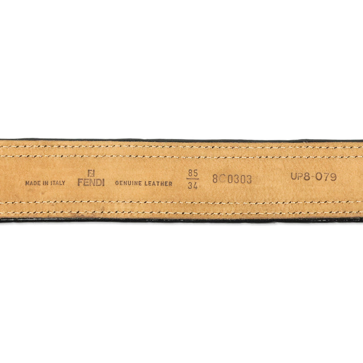 Fendi Brown Leather/Black Patent Trim Wide Belt