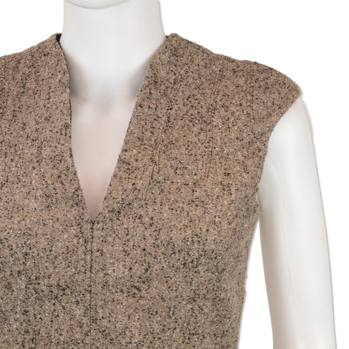 Fendi Brown Tweed Sleeveless Midi Dress