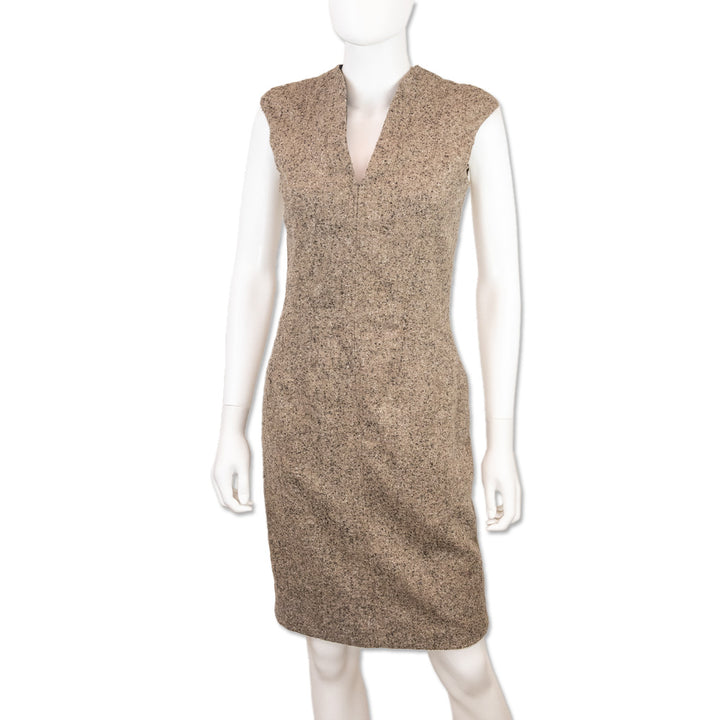 Fendi Brown Tweed Sleeveless Midi Dress