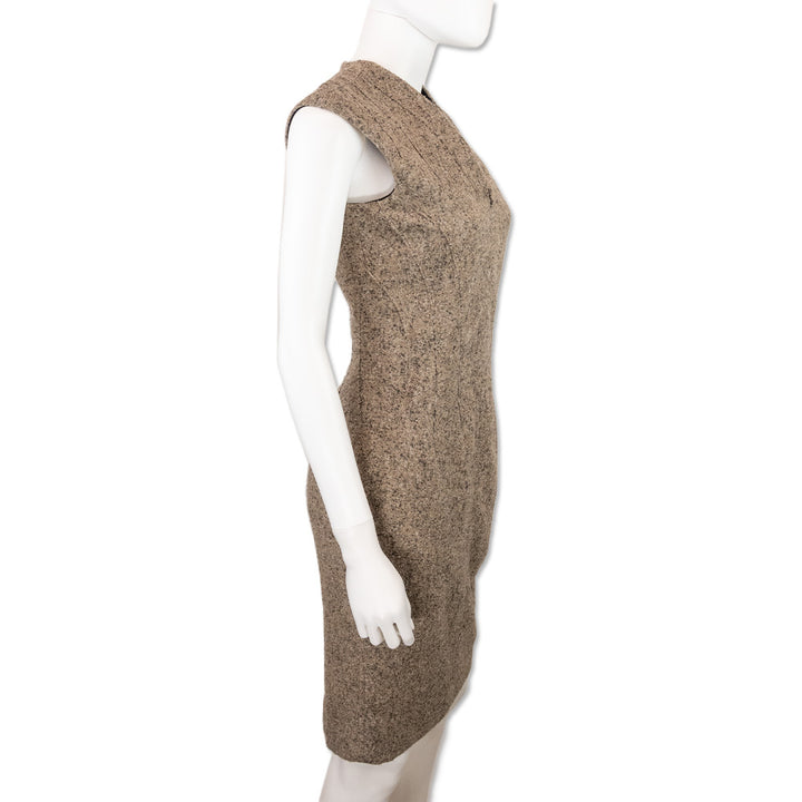 Fendi Brown Tweed Sleeveless Midi Dress