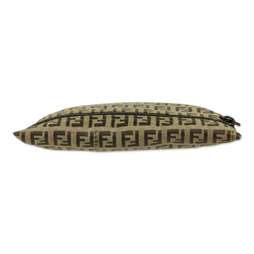 Fendi Brown Zucca Monogram Canvas Zip Pouch