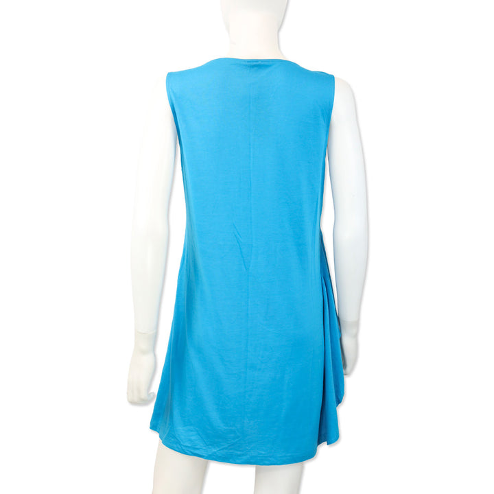 Fendi Celeste Blue Abitino Knit Jacquard Diagonal Ruffle Sleeveless Dress