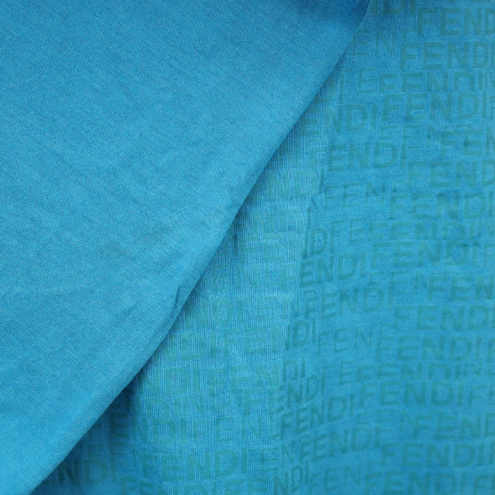 Fendi Celeste Blue Abitino Knit Jacquard Diagonal Ruffle Sleeveless Dress