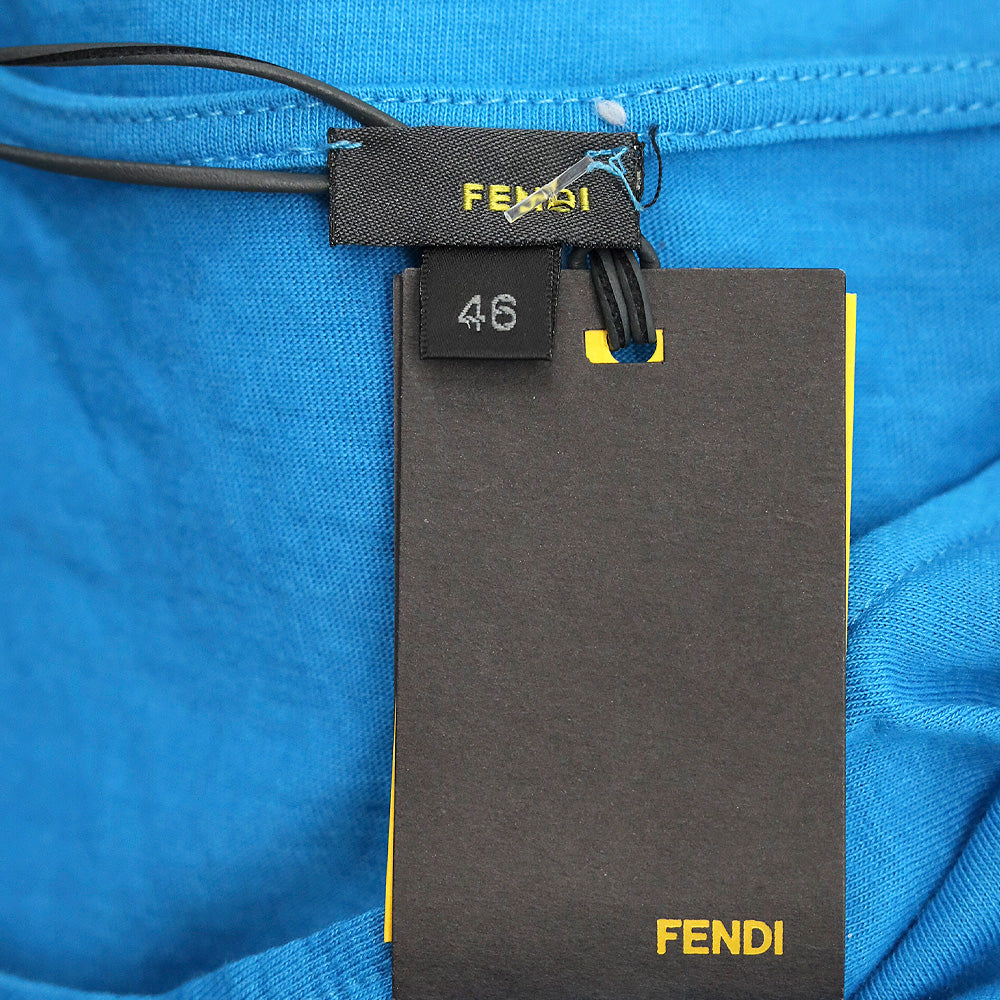 Fendi Celeste Blue Abitino Knit Jacquard Diagonal Ruffle Sleeveless Dress