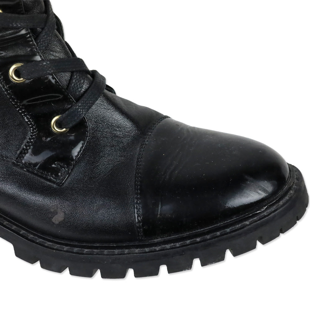 Fendi FF Grommet Lace-Up Knee High Combat Boots