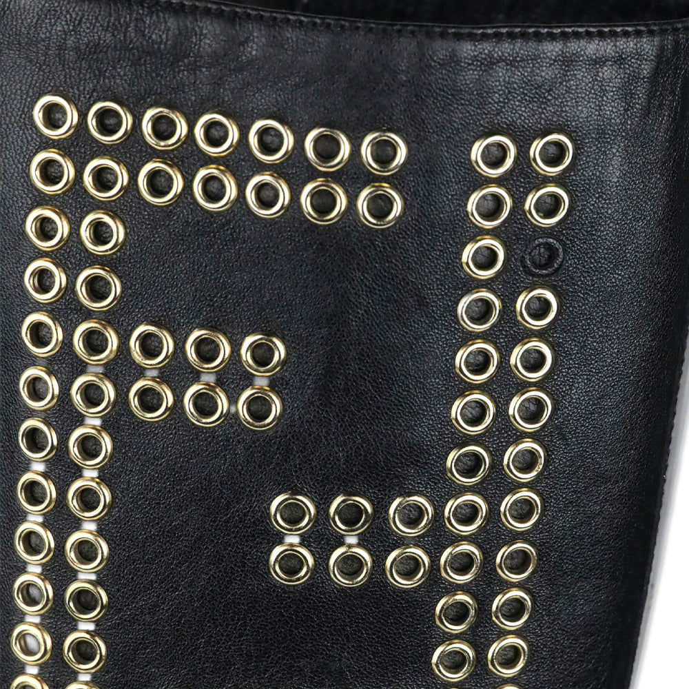 Fendi FF Grommet Lace-Up Knee High Combat Boots