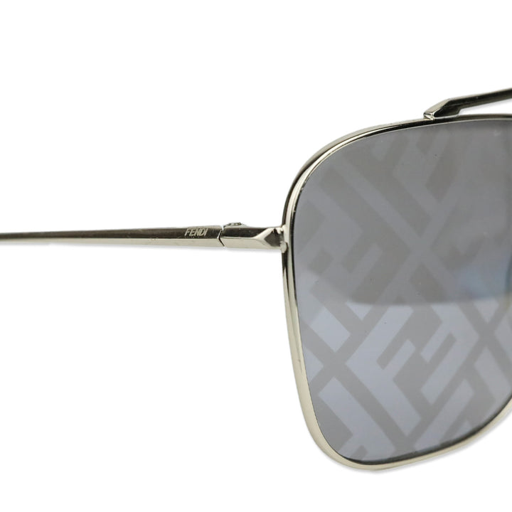 Fendi FF Monogram Lens Silver Aviator Sunglasses